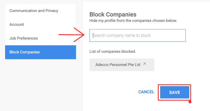 bloqueo de empresas en naukri.com