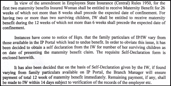 ESIC Autodeclaración de mujer asegurada relacionada con la Ley de Prestación por Maternidad